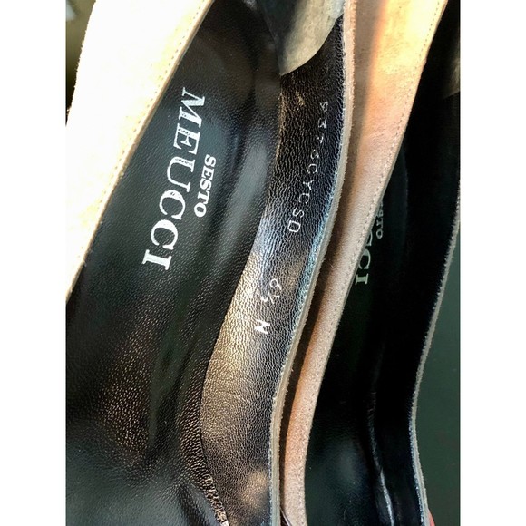 Sesto Meucci Brown Taupe Suede & Contrast Leather Pointy Toed Heels 6.5 N Narrow - Picture 11 of 12